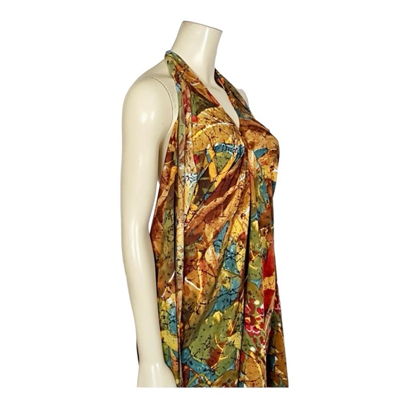 SOFT SURROUNDINGS multi-colored halter open back summer Tassel dress SZ Medium - Picture 2 of 4